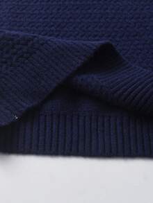 Tween Boys' Collegiate Striped Half-Zip Sweater, Small Stand Collar Knit Pullover Long Sleeve, Suitable For School, Everyday Wear, Spring, Autumn, Winter