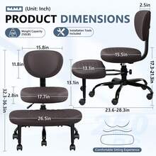 Leg Office Chair, Adult ADHD Office Chair, Height Adjustable Yoga Office Chair, Meditation Chair With Lumbar Support, Home Office Kneeling Chair - 棕色 - 查看 8