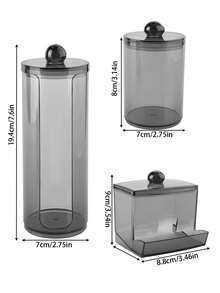 1/3 Gói Hộp Đựng Tăm Bông Trong Suốt Nhựa Đen Lọ Đựng Thuốc Bộ Phụ Kiện Phòng Tắm Hộp Đựng Đồ Trang Điểm Tăm Bông, Bông, Miếng Lót, Chỉ Nha Khoa - Nhiều màu - Xem 4