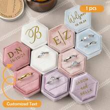 Customized Velvet Ring Box, Engagement Ring Box, Wedding Ring Box, Marriage Ring Box, Double Slot Ring Holder, Anniversary Gift - Multicolor - View 4