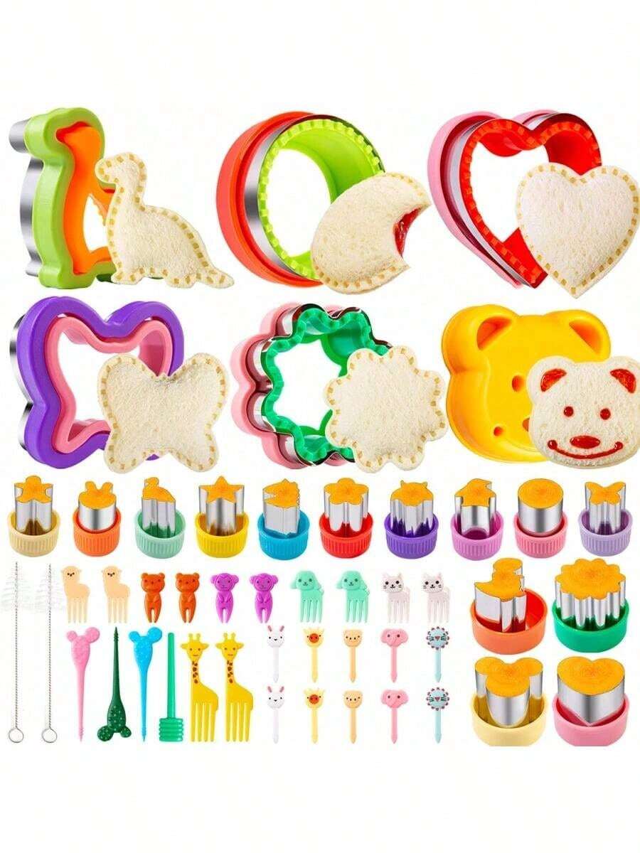 2/4/12pcs Sandwich Cutter , Cookie Cutters, Fruit Vegetable Cutter Shapes, Food Picks For Bento Box, Dinosaur Star Square Heart Shape