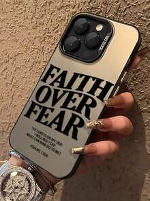 1pc Personalized Black Letters Compatible With Apple Phone 17/16/15/14/13/12/11/ProMax/Pro/Plus/Xs Max/XS/X, For Compatible With Sam Galaxy S22/S23/S24/S25/Plus/FE/Edge/Ultra Fall Prevention Anti-Shock, Anti-Slip, Anti-Drop, Camera Lens Protection, Silicone Anti Wear Phone - Màu đen mờ - Xem 3