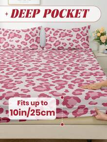 1pc Leopard Print Fitted Sheet, Wildlife Pattern Mattress Cover, Soft & Comfortable, Anti-Slip Deep Pocket Design, Suitable For Twin/Full/Queen/King Size Beds, All Seasons, Machine Washable, Dust-Proof & Anti-Slip Design, Pillowcases Not Included, Essential Fashion Bedroom Decor - Multicolor - View 5
