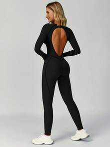 MASKERT Women's Sportswear, Yoga Clothes, Jumpsuit, Pants, Running Exercise, Fitness Clothes, High Stretch Yoga Clothes, Home Leisure, Comfortable And Skin Friendly Shapewear Jumpsuit - Black - View 5