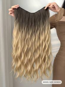 Peluca sintética de 24 pulgadas con ondas naturales en degradado en forma de V, de material resistente al calor, adecuada para mujeres, niñas, fiestas y uso diario - Multicolor - Ver 3
