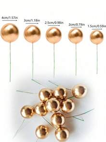 10/20/30/50/66/PCS-Gold Ball Cake Round Gold Cake Fans You Ball Cake Decoration Foam Cake Ball Decoration Balloon Cupcake Salute Ball Shape Cake Insert Plaque Suitable For Wedding Birthday Cake Decoration Supplies - Gold - View 11