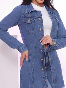 Max Women's Jeans Jacket Parka Ripped Destroyed Or Without Tears - Plain Blue - View 4