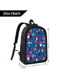 Mushrooms, Flowers, Butterflies And Snails Stylish Backpack Lightweight Bag For Travel, School, And Outdoor Activities - màu đen - Xem 5
