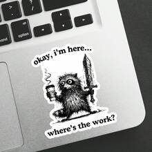 Okay I'm Here Sticker, Low-Energy Mood Statement For Laptops, Workspaces, Water Bottles, Journals, Desks, Great For Introverts, Overthinkers, And Anyone Just Barely Showing Up, Funny Gift For Coworkers Or Burnout Besties - Multicolor - View 6