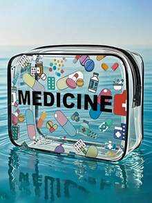 New Mini Makeup Bag - Transparent Toiletry Bag, Travel Essentials, Zipper Portable Travel Toiletry Bag, Waterproof Beach Clear PVC Toiletry Bag, Transparent Storage Bag, Cable And USB Port Storage Bag, Airport Aviation Standard PVC Cosmetic Bag For Storing Medicines, Medical Kits, Etc. - Multicolor - View 3