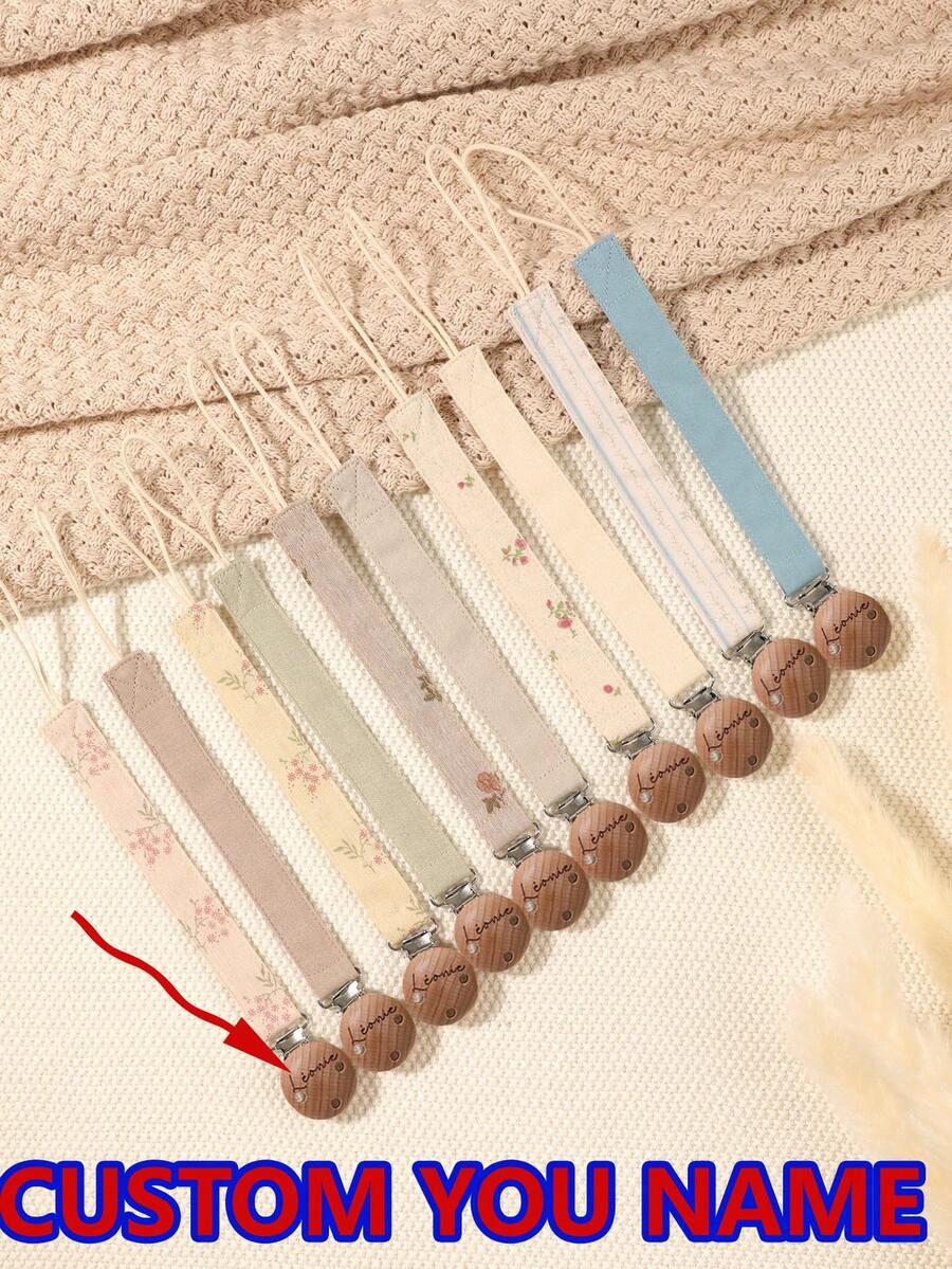 1 pieza Clip personalizado para chupete de bebé con estampado de lunares lindo, patrones personalizados para niños y niñas, clip universal para chupete de bebé - Multicolor - Ver 1