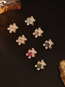 1 Peça Anel Pingente de Urso Cartoon Fofo e Cintilante - Joia Animal Requintada - Para Meninas - Presente Perfeito para Amigos