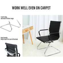 WAHSON OFFICE CHAIRS 2PCS PU Leather Office Chair Metal Frame Conference Chair For Meeting Room/Reception Area - 黑色 - 查看 8