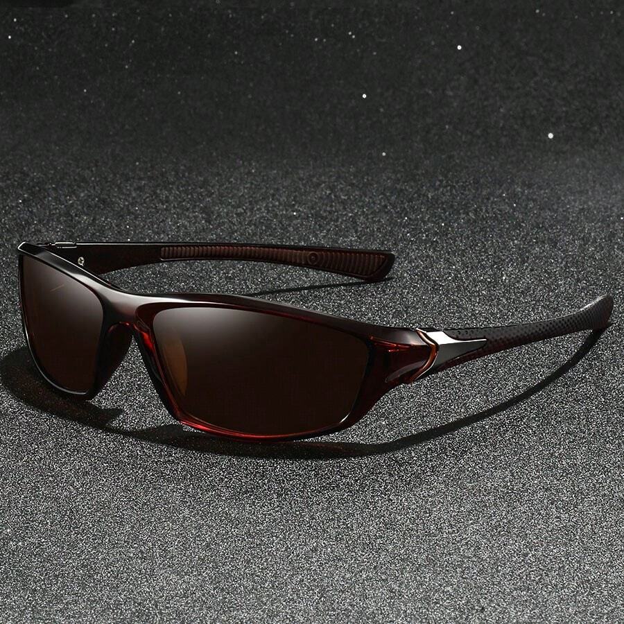 Unisex Fashion Sports Glasses, Classic Retro Plaid Pattern, Neutral Style, Tropical Beach Vacation Vibe, Shiny Material, Men's Classic Casual Retro Motorcycle Driving