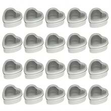 YDSDicunoy 20 Pack 2oz Metal Tins Heart Shaped Empty Tin Box With Lids Candle Jars Gift Storage Container Cans With Clear Window For Candle Making Candies Treasures - as pic - View 1
