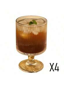 1/4/6 件复古冷藏玻璃杯，复古浮雕高端花卉装饰欧式玻璃杯套装，适用于鸡尾酒、葡萄酒、香槟、果汁、苏打水、酸奶、水果等饮料，适用于酒吧、餐厅、派对、优雅晚宴、水瓶、家庭、酒店、公寓、野餐 - 彩色 - 查看 18