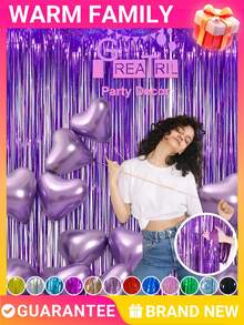 1-4m Purple Tinsel Curtain - Holographic Streamer Curtain,Luxury Stage Backdrop For Festival Rave Party With Glittering Effect, Perfect For Wedding Anniversary Birthday Corporate Event Christmas NewYear Halloween Disco Wall Hanging Decor - Purple - View 6
