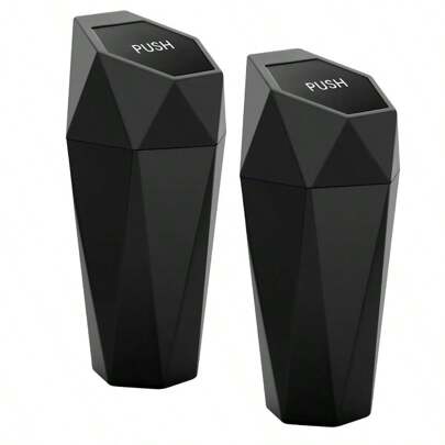 Car Trash Can With Lid 2 Pack Cup Holder Garbage Can For Car Garbage Bin Cars Accessories For Interior Leakproof Small Trash Bin Mini Trash Can For Cars Home Bedroom Office Black