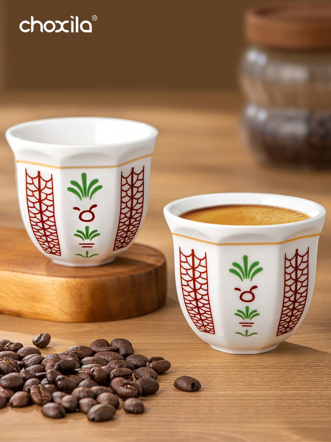 choxila كوب قهوة سيراميك ثماني الأضلاع، بتصميم أسل...
