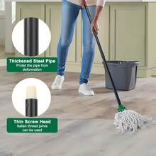 Mop For Floor Cleaning, 2 Pcs Cotton String Wet Mops Replacement Head Compatible With Microfiber Cloth Mop Refill & 0. 8" Diameter Mops Handle, Green(1 Handle & 2 Heads) - 綠色 - 查看 2