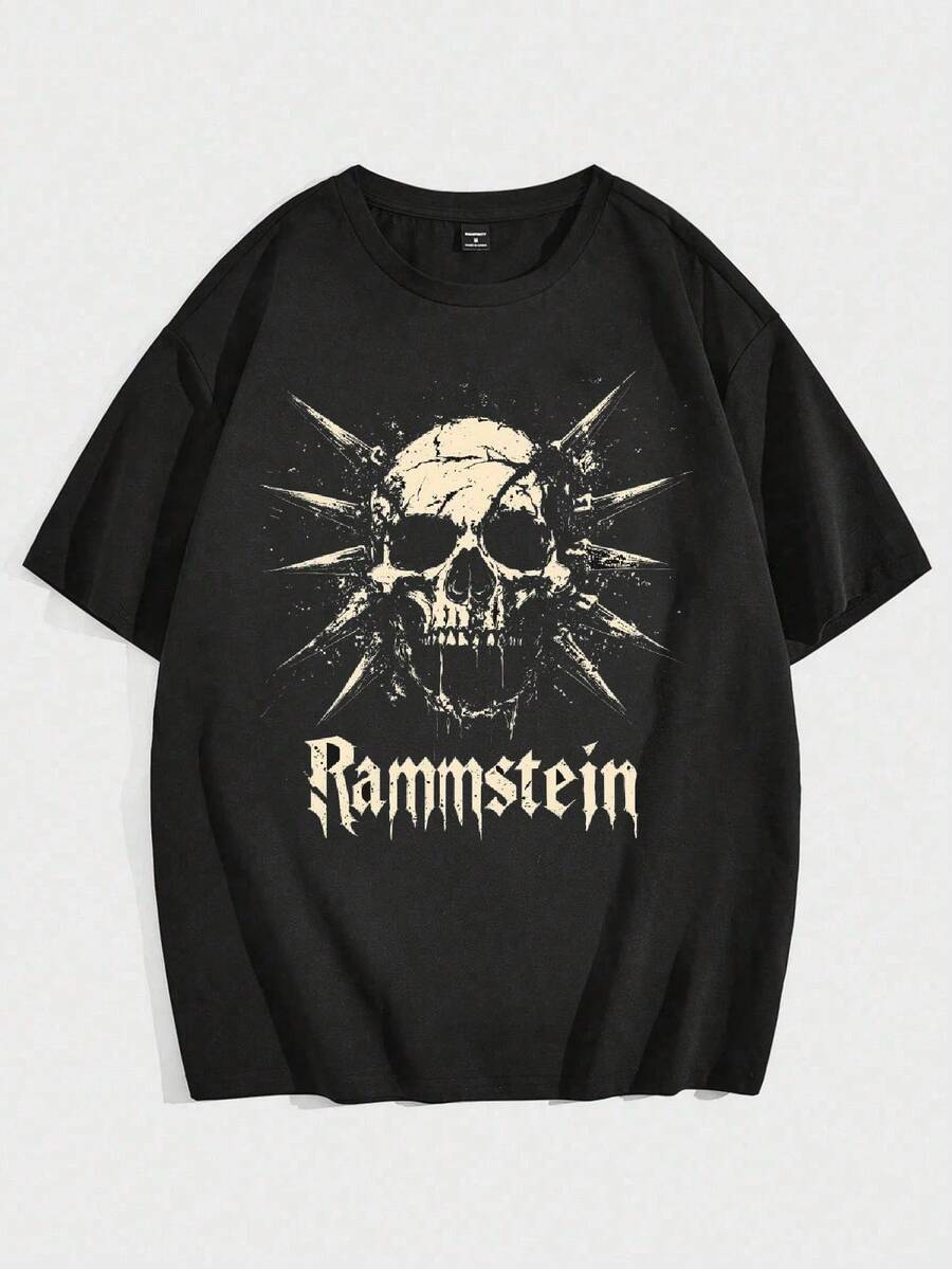 Rammstein Rock Band T-Shirt International Music Unisex Male Female 100% Cotton Premium Streetwear Top Launch Immediate Shipping Various Colors!! Plus Size - 黑色 - 查看 1