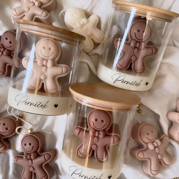 1 szt. Świeca zapachowa w kształcie piernikowego ludzika/dyni w kubku, idealna na prezent na Halloween, urodziny i Boże Narodzenie, do sypialni, salonu, do dekoracji pokoju, do stworzenia romantycznej atmosfery, do podarowania prezentu przyjaciółkom