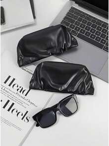 1 peça nova bolsa preta para óculos, bolsa preta macia antipressão para óculos de sol, bolsa macia em formato de nuvem preta, protege eficazmente os óculos, evita danos, leve e portátil