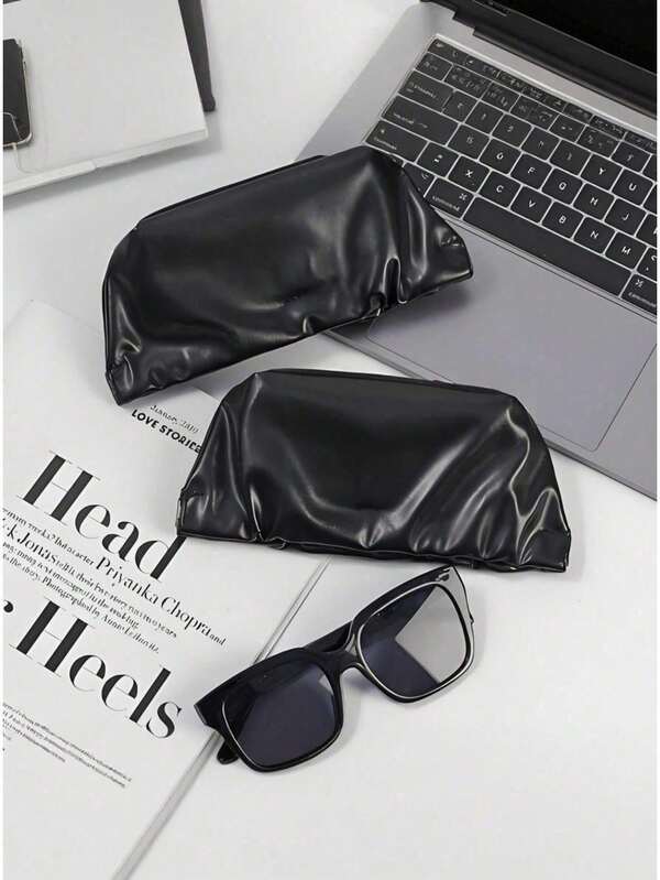 1 peça nova bolsa preta para óculos, bolsa preta macia antipressão para óculos de sol, bolsa macia em formato de nuvem preta, protege eficazmente os óculos, evita danos, leve e portátil