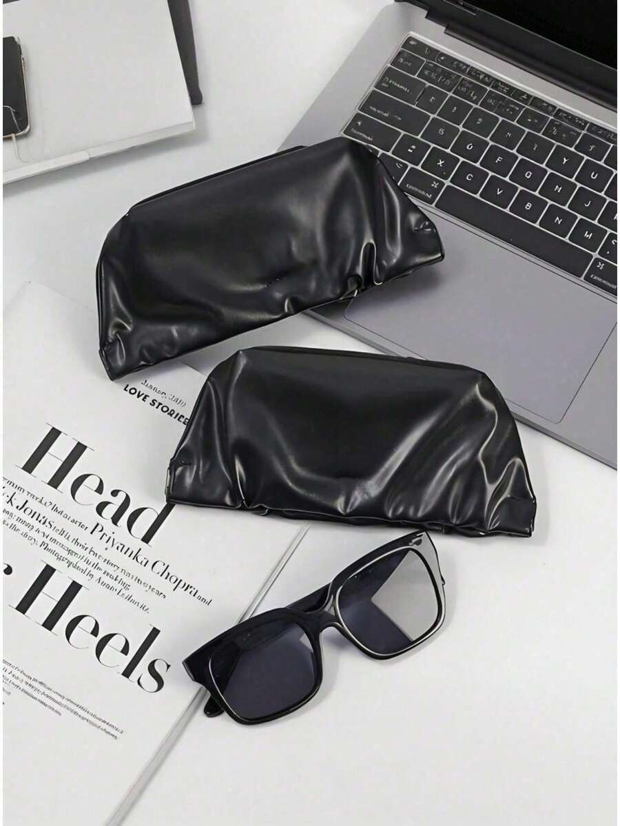 1 peça nova bolsa preta para óculos, bolsa preta macia antipressão para óculos de sol, bolsa macia em formato de nuvem preta, protege eficazmente os óculos, evita danos, leve e portátil