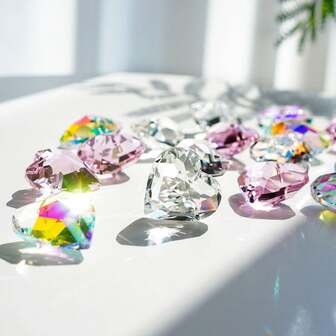 1pc Glass Crystal Heart Sun Catcher - Rainbow Prism Pendant With Sparkle Glass Heart Beads For Home And Garden Decor, Window Hanging,Rainbow Maker For Windows, Rainbow Prism Pendant With Sparkle Glass Heart Beads For Home And Garden Decor, Window Hanging