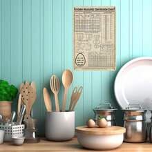 Kitchen Conversion Chart Signs For Vintage Kitchen Wall Decor Baking Supplies Accessories For Bakers Cooking Lovers Guide Bakery Decoration Metal Signs 12x8 Inches - 1 - Xem 2