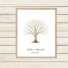 1pc Framed Canvas Wall Art - Fingerprint Tree Design, Heart-Shaped Trunk, Perfect Gift, Ready To Hang, Suitable For Living Room, Bedroom, Office Or Kitchen Decor, Fingerprint Art - Multicolor - View 6