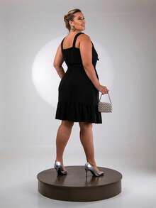 Simple Casual Elegant Party Ruffle Hem Knot Tie Wedding - màu đen - Xem 2