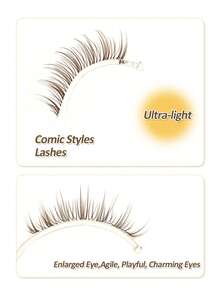 Rikuaild 5 Pairs Cartoon Style Brown False Eyelashes, Anime Style, Natural & Lightweight, Delicate & Soft, Fairy Design, Transparent Band, Reusable, Lightweight & Natural - Spiky Manga Lashes - View 7