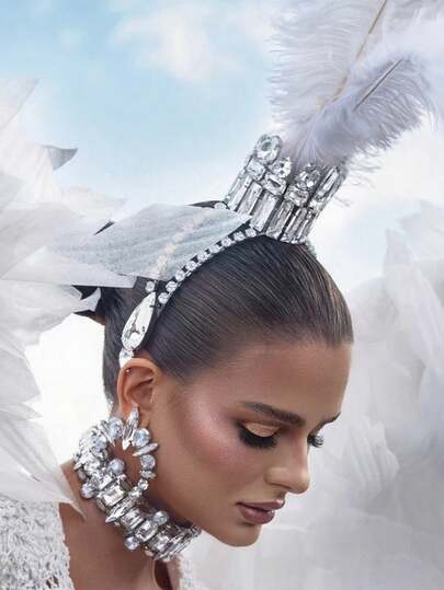 1pc Silver White Feather Rhinestone Ball Tiara Suitable For Women's Balls Or Performance Headdress Jewelry Exaggerated Elegant Exotic Style Crown, Hair Accessories, Hair Tools, Beauty Accessories, Curly Hair Accessories For Women, Fall, Travel, Hair Tools, Accessories Women, Hair Stuff, Fall, Hair Accessories Women, Hair Tools, Hair Stuff, Stuff, Beauty Accessories, Gifts, Travel, Gifts For Women, Hair Stuff, Stocking Stuffers,Stocking Stuffers,Stocking Fillers,Stocking Stuffers For Women,Stocking Fillers Women,Christmas Gifts,Gifts,Christmas Stocking Fillers,Gifts For Women,Gift,Christmas Gift,Stocking Stuffers For Adults,Stocking Fillers For Adult,Hair Stuff,Women's Accessories,Stocking Stuffer,Coming-Of-Age Hair Accessory,Christmas Hair Accessories,Gift Ideas For Women,Beauty Stocking Fillers,Christmas Gifts For Women, Bride To Be, Party