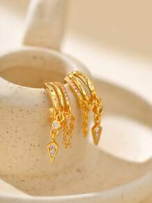 Stylish Designer 925 Sterling Silver Luxury Fantasy Geometric Tassel Zirconia Drop Stud Earrings For Women Daily Wear High Quality