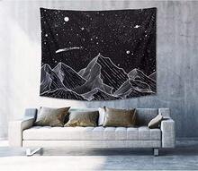 Local Shipping 2025 New   Black And White Tapestry Starry Night Mountain Tapestries For Bedroom Aesthetic Moon And Stars Tapastry's Wall Hanging Dark Nature Forest Wall Tapestry For Living Room Dorm (48'' * 36'') - 墨綠色 - 查看 7