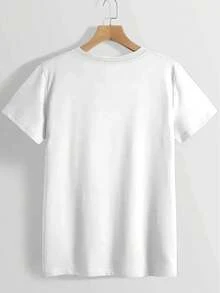 Ladies' Fashion Letter Anime Double Sided Printed T-Shirt - Comfortable And Casual Short Sleeve Round Neck T-Shirt, Suitable For Daily Wearing And Fashion Matching, Local Shipping - 黑色 - 查看 2