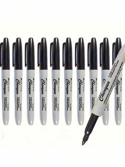 12支永久性马克笔，黑色。这些马克笔耐用、防水、快干，适合在教室和办公室使用，也可作为返校美术用品。