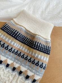 1pc Vintage Knitted Cable Pet Dog Sweater, Warm Autumn/Winter Outfit For Small Dogs & Cats