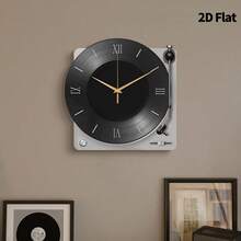 2D Flat, 1pc Modern Style Music Player Wall Clock, Super Silent Quartz Movement, No Ticking, Suitable For Living Room Music Room Bedroom Kitchen Coffee Bar Decoration, Perfect Gift And Festival Decoration - Multicolor - View 7