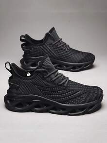 Casual Sports Mesh Shoes, Campus Style Sports Shoes, Lightweight Breathable Comfortable, Unisex, Outdoor Sports Running Shoes, Hiking Shoes - Black - View 6