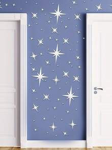 42 piezas Pegatinas de espejo en forma de estrella, pegatinas de pared de espejo acrílico cúbico removible para decoración del hogar, sala de estar, dormitorio, fondo de pared DIY, autoadhesivas, decoraciones para fiestas, decoración del hogar, decoración de habitación DIY, decoración de dormitorio