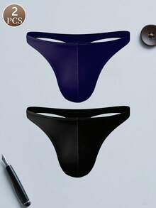 2PCS Men's T-Back Underwear And Personalized Men's Casual Sports Thongs With Low Waist Sexy Soft And Comfortable Men's Thong