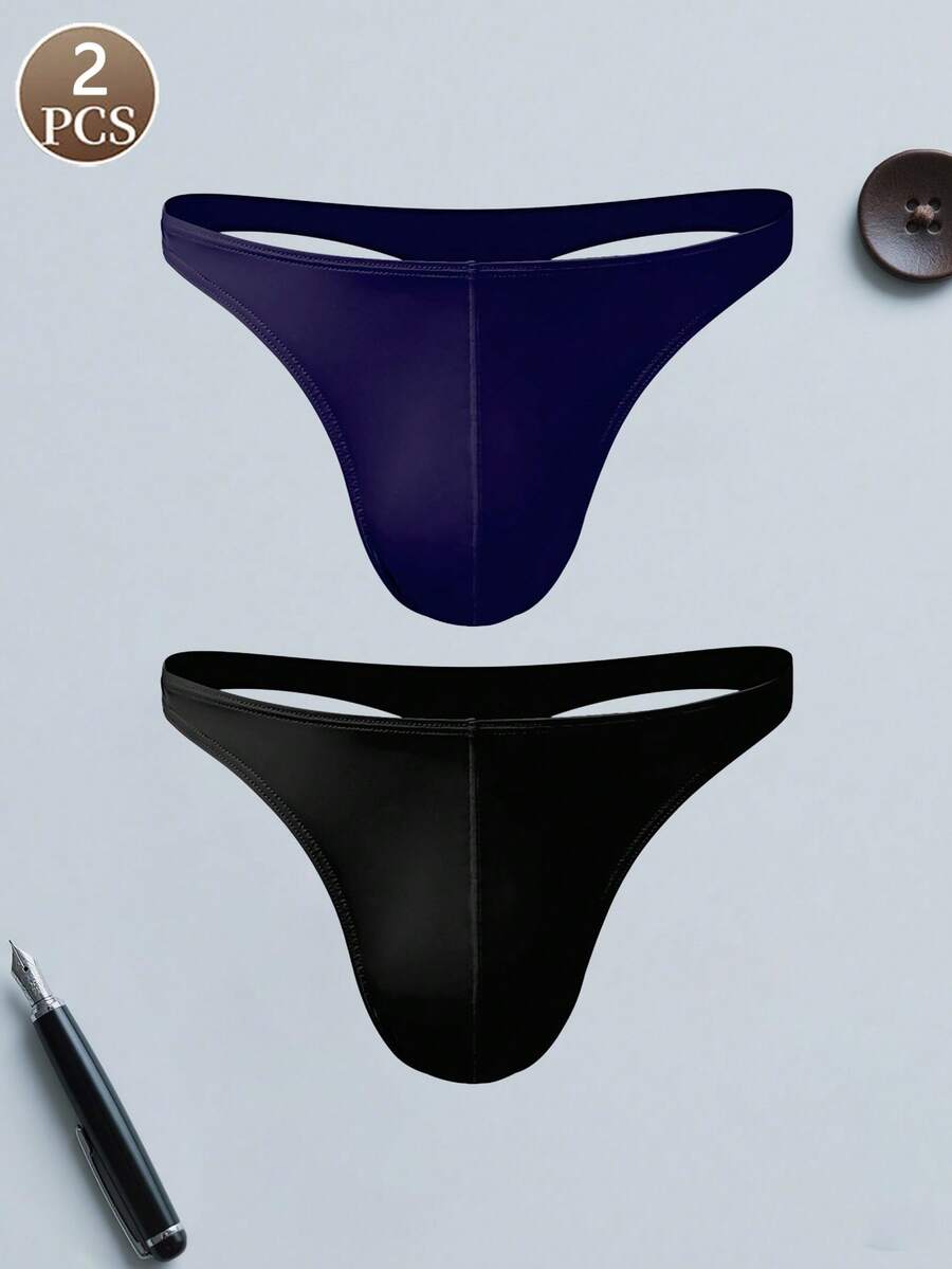 2PCS Men's T-Back Underwear And Personalized Men's Casual Sports Thongs With Low Waist Sexy Soft And Comfortable Men's Thong