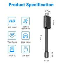 Mini Cámara Inalámbrica WiFi con Enchufe USB, Cámara con Lente de Cuello de Cisne, Cámara de Seguridad HD 1080P para el Hogar del Coche, Cámaras de Seguridad, Cámara Pequeña para - Negro - Ver 3