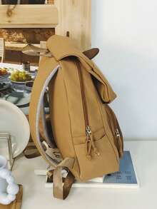 Capybara水豚背包新款可爱个性书包百搭休闲大容量学生背包 - 棕色 - 查看 4