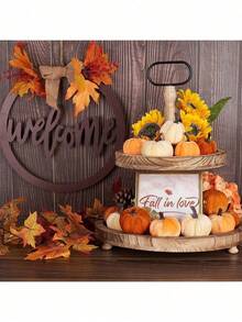 6pcs Faux Velvet Foam Fabric Pumpkins Decoration, Fall Pumpkins Decoration For Home, Assorted Velvet Pumpkins Fake Pumpkins, Artificial Fall Table Decor, Reusable Thanksgiving, Autumn Table Centerpiece, Velvet Craft Pumpkin For Fall Home Farmhouse Harvest Thanksgiving Decorative, Table Centerpiece, Halloween Decorations, Christmas Decoration, - Multicolor - View 4