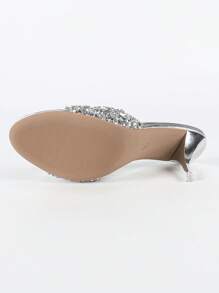 Women's Comfortable High Heel Sandals, Transparent Upper, Glamorous, Sparkling Rhinestone Shoes Suitable For Parties, Gatherings, Balls, Weddings And Various Occasions, Fashionable Women's Shoes - Silver - View 8