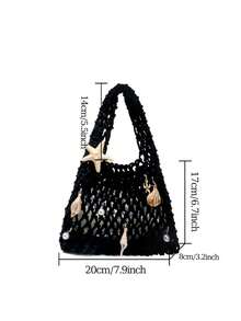 BAILEE Mặt dây chuyền chủ đề đại dương thời trang, giản dị, thiết kế hình bàn tay đan móc rỗng màu trơn, kiểu dáng mở, thích hợp cho du lịch nghỉ dưỡng, phong cách lãng mạn, phù hợp với bàn tay nhỏ nhắn của phụ nữ, du lịch ngoài trời, kỳ nghỉ, phối đồ thường ngày, cũng là một món quà tuyệt vời cho bạn bè và gia đình. - màu đen - Xem 12